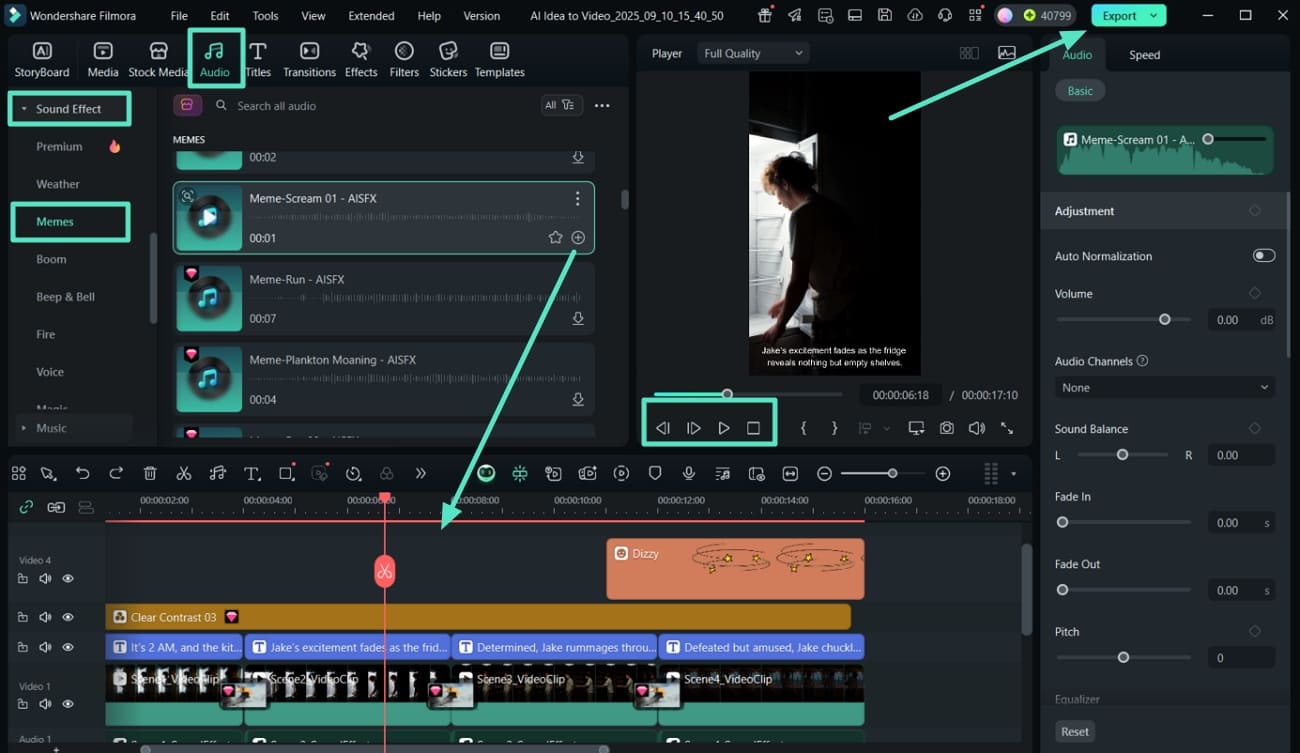 add sound effects export video