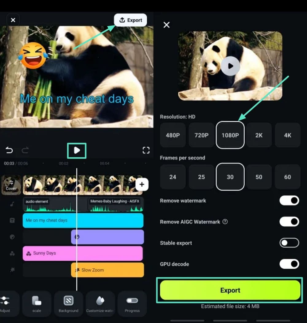preview export meme video