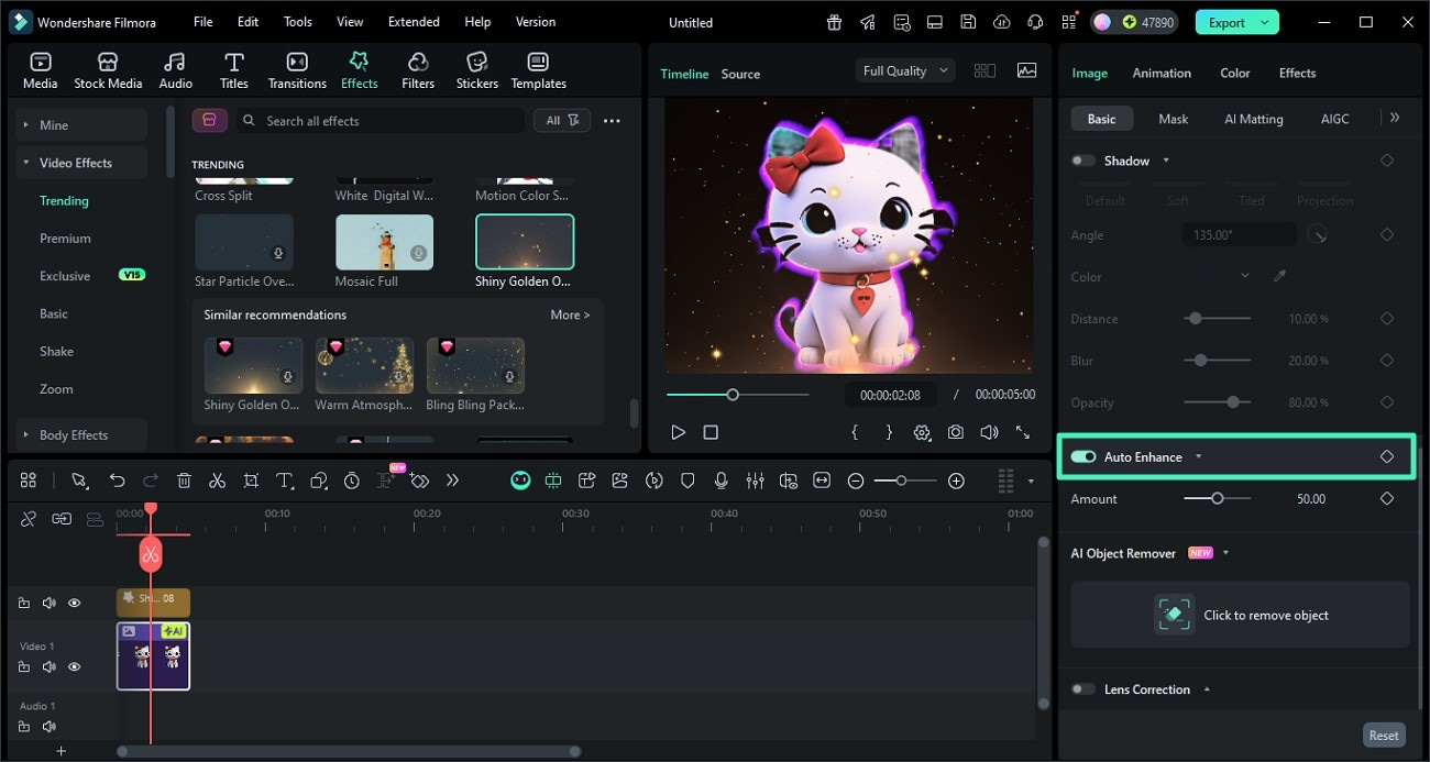 apply auto enhance on sticker