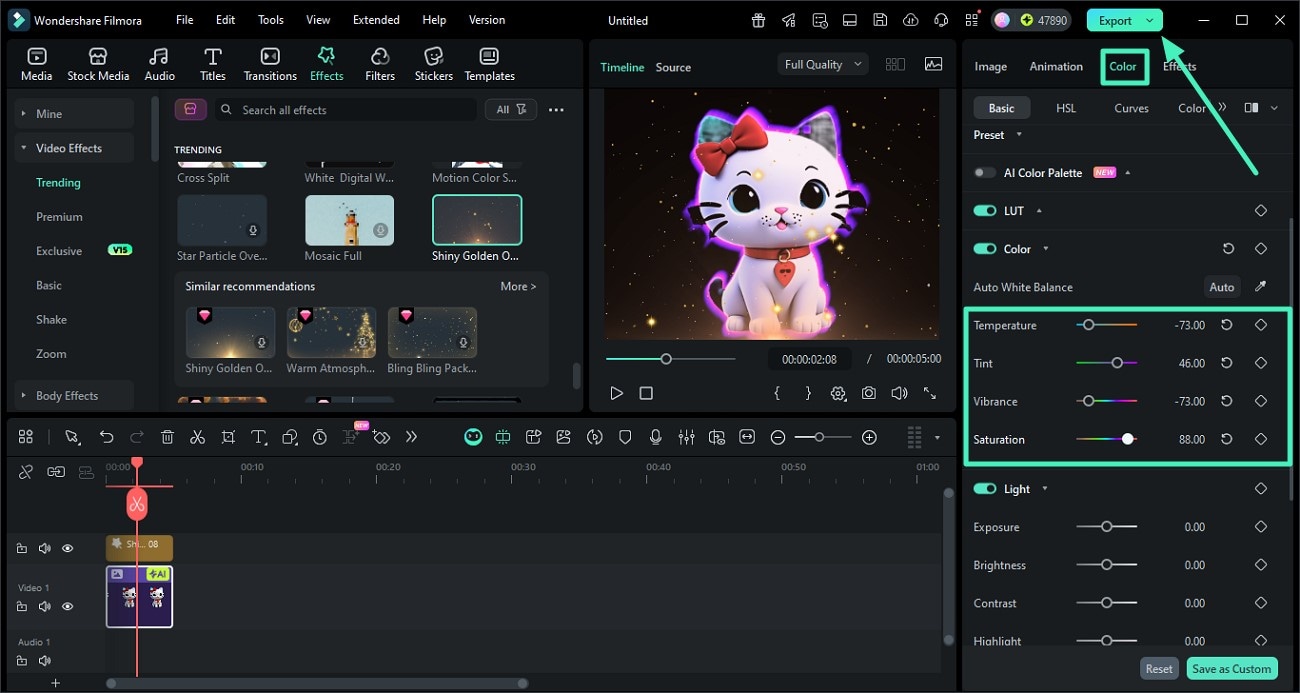apply color correction on sticker