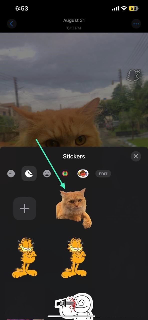 access stickers in chat