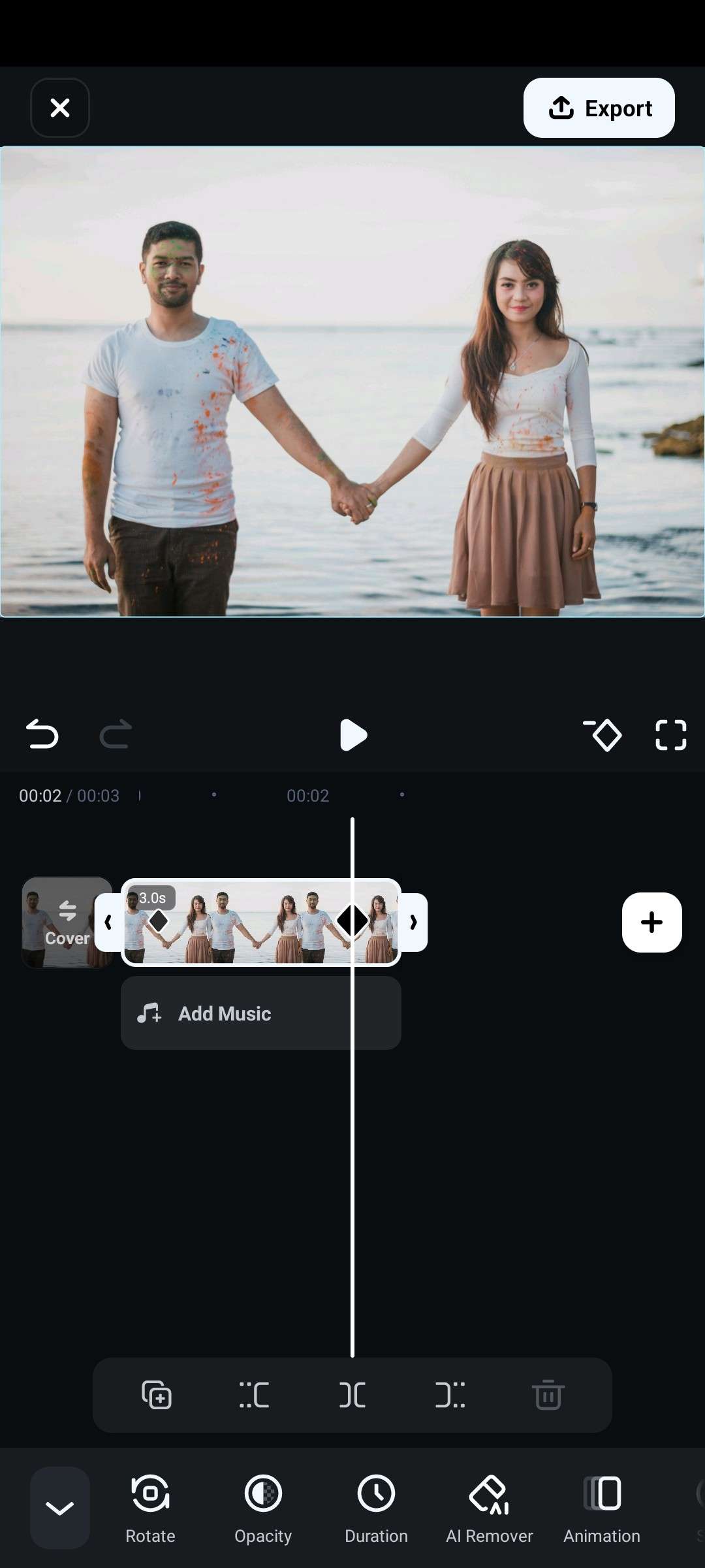 filmora mobile add second keyframe