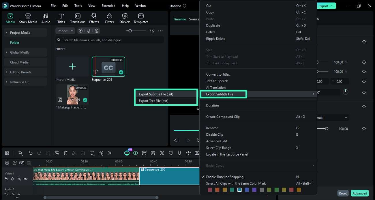 export generated subtitles