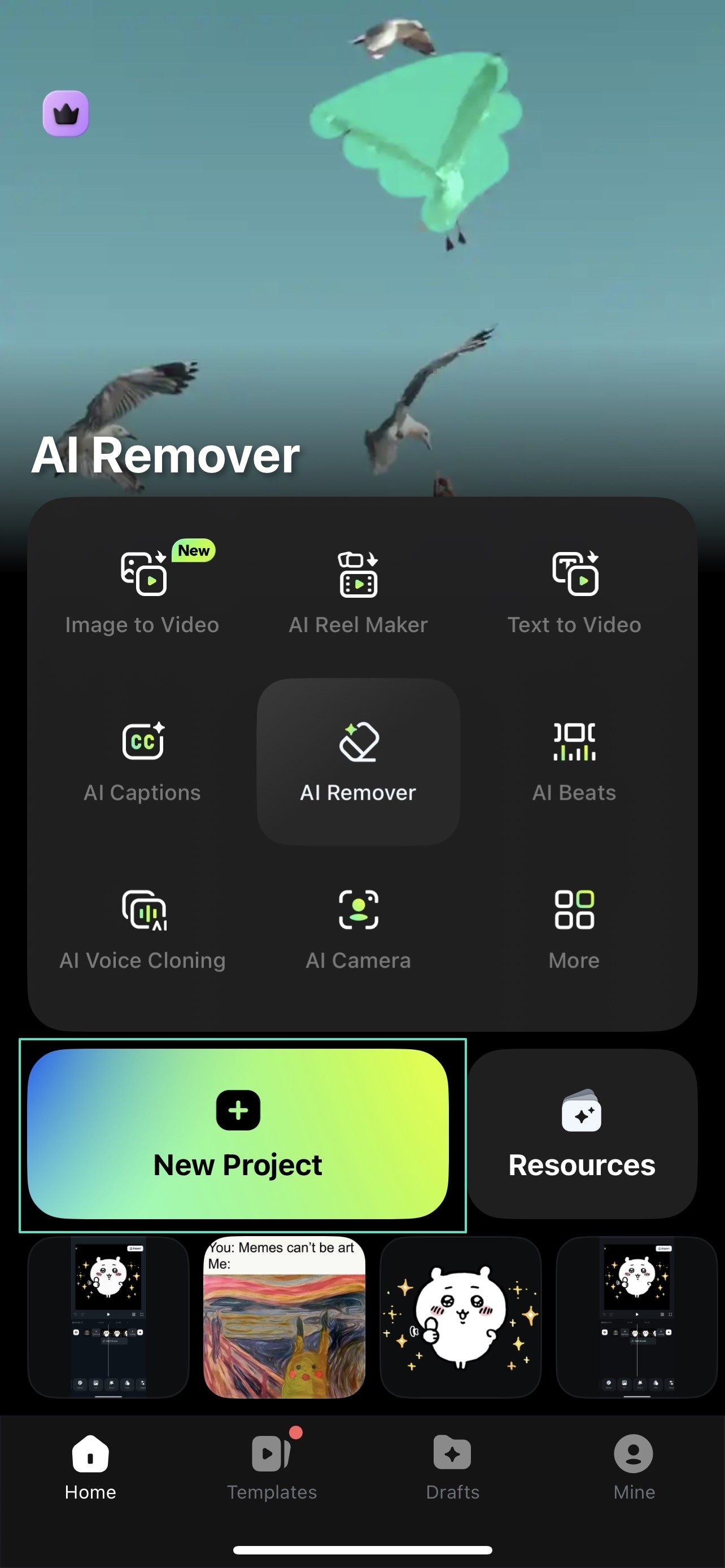 launch filmora app start new project