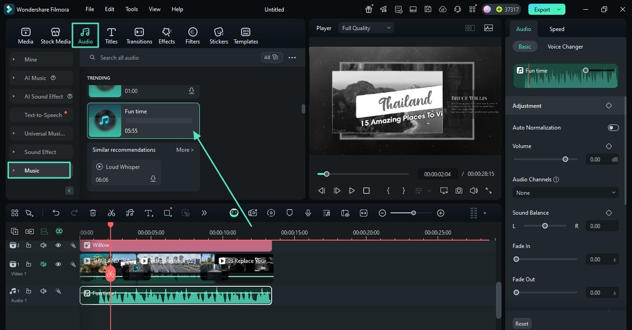 add music to intro video