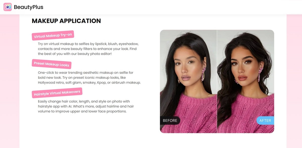 beautyplus website interface