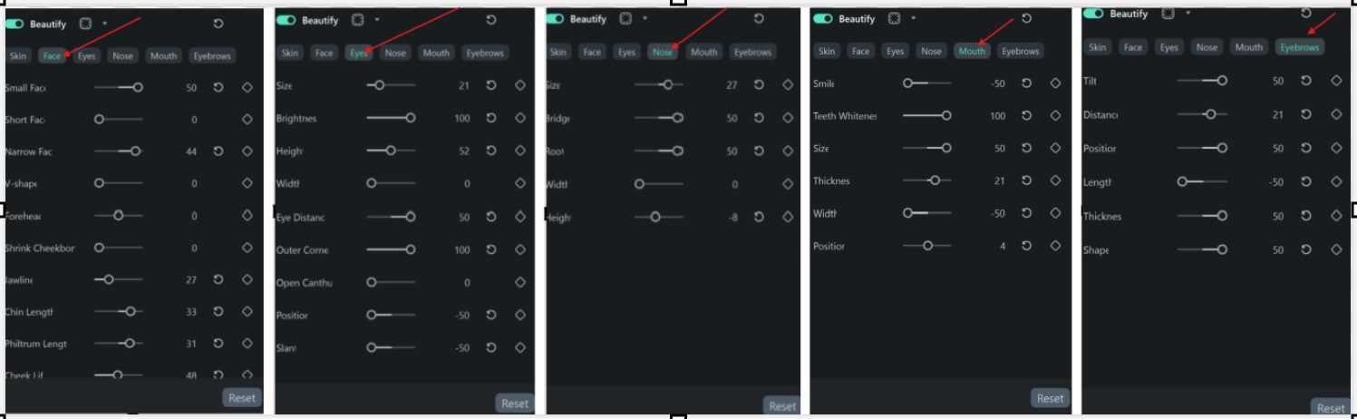 face reshaping options