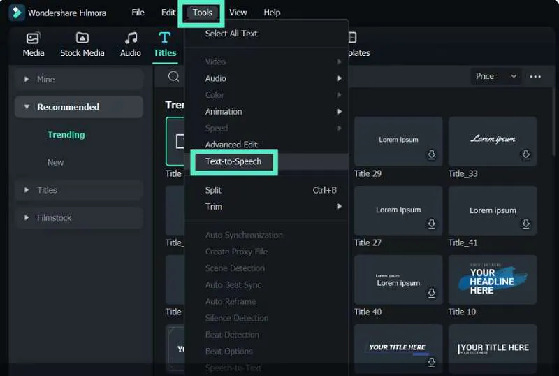 create title text and find the text-to-speech tool