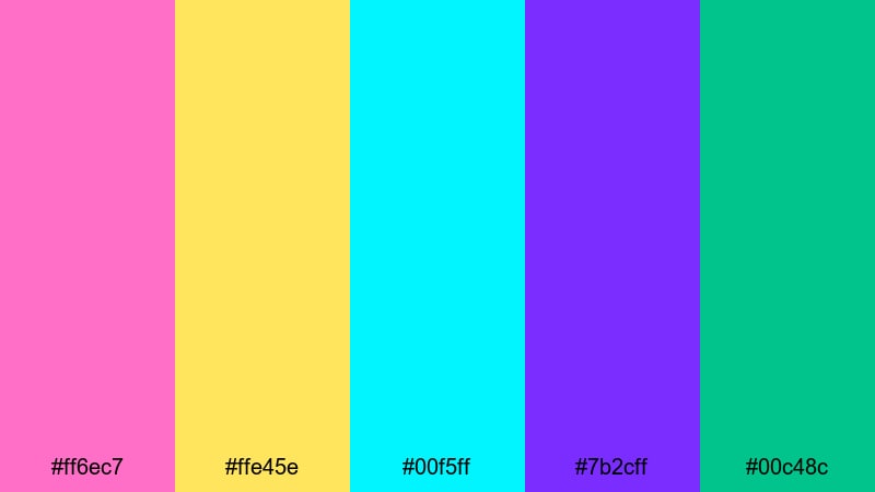 mall food court glow retro 90s color palette with hex codes