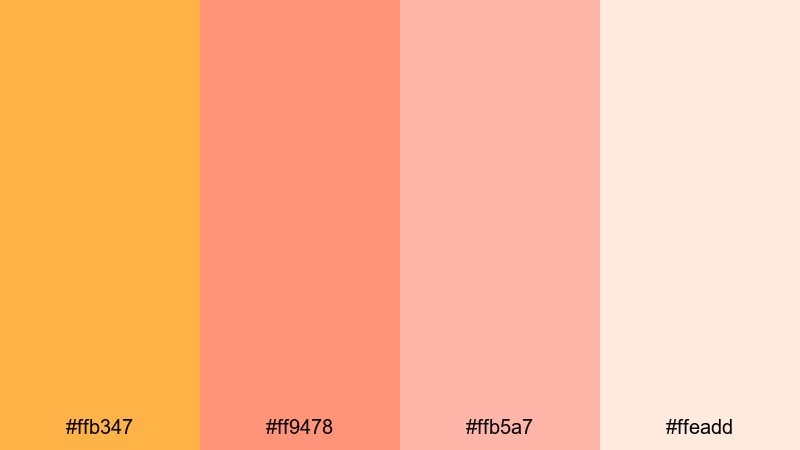 mango blush bouquet orange pink color palette with hex codes