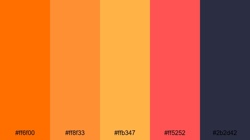 mango lava burst sunset color palette with hex codes