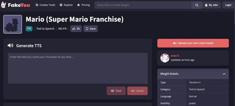 fakeyou top mario ai voice generator
