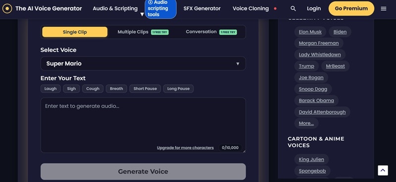 the mario ai voice generator