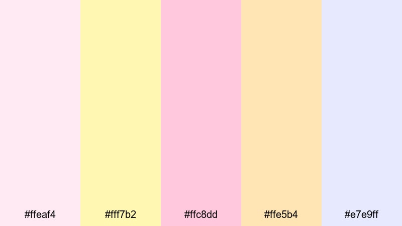 marshmallow sunrise yellow pink color palette with hex codes
