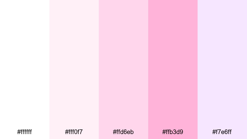 marshmallow vlog aesthetic white pink color palette with hex codes