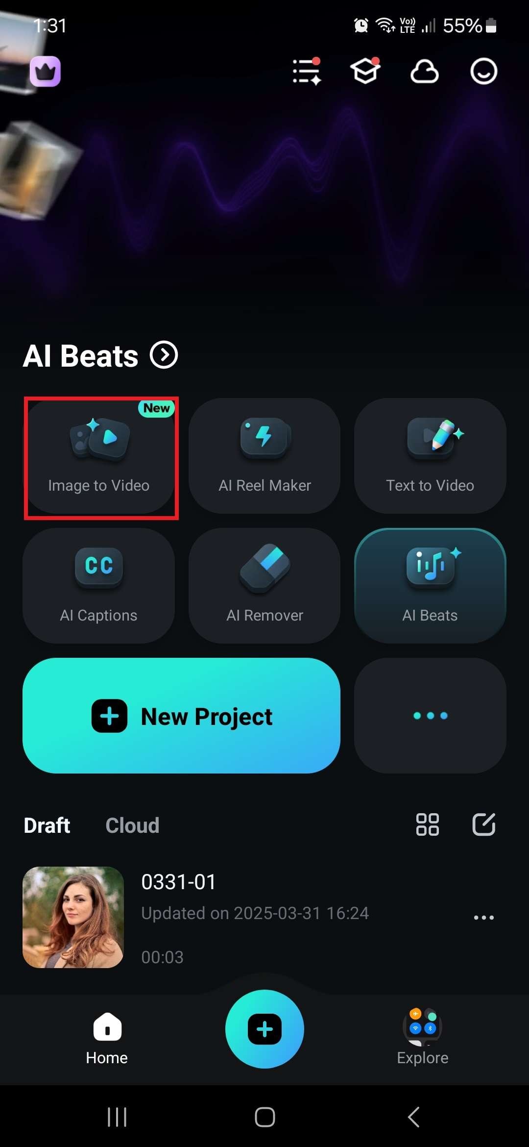 filmora mobile ai image