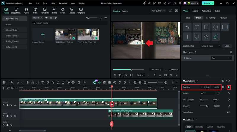 create the second keyframe