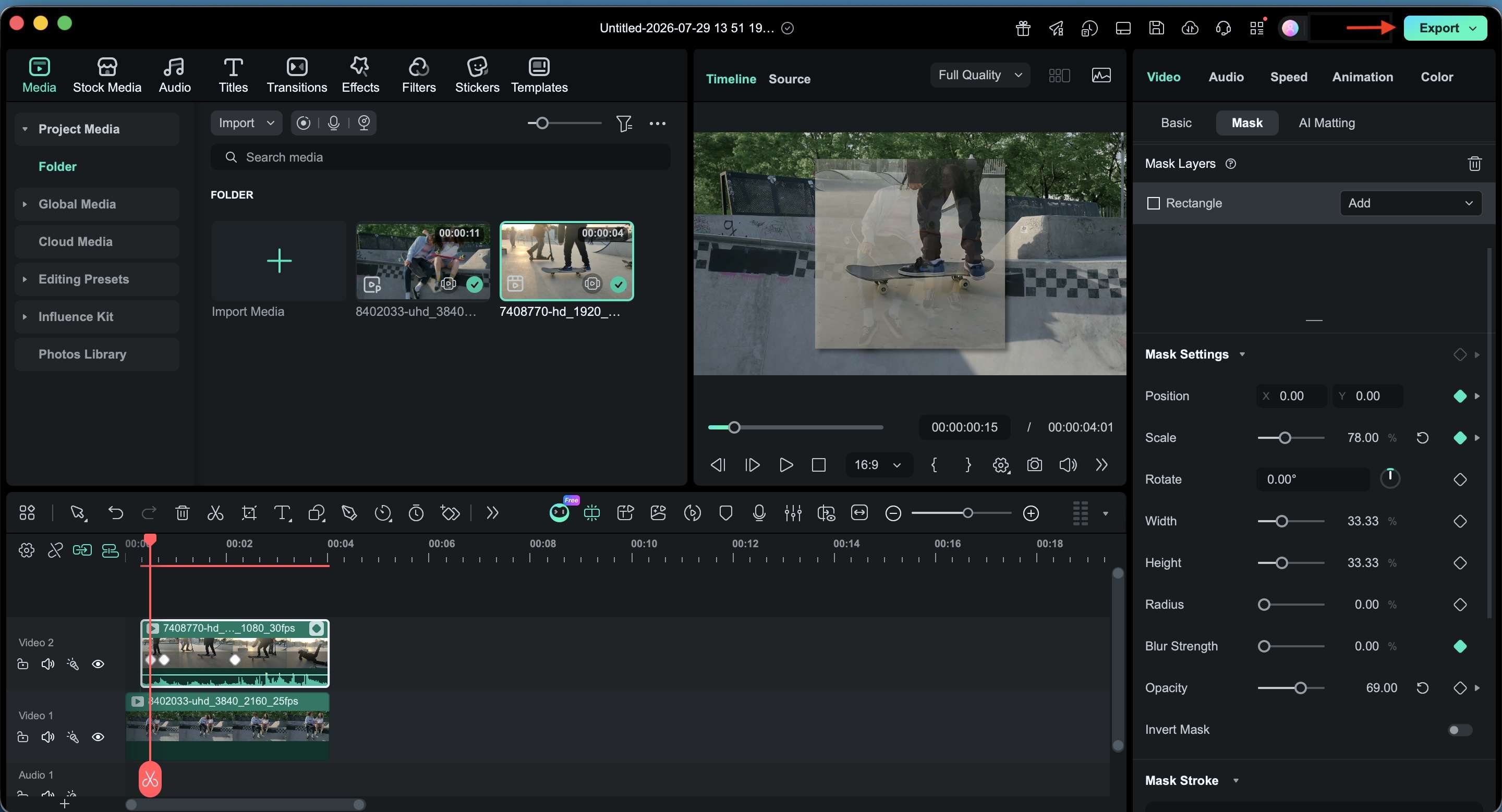 export the video