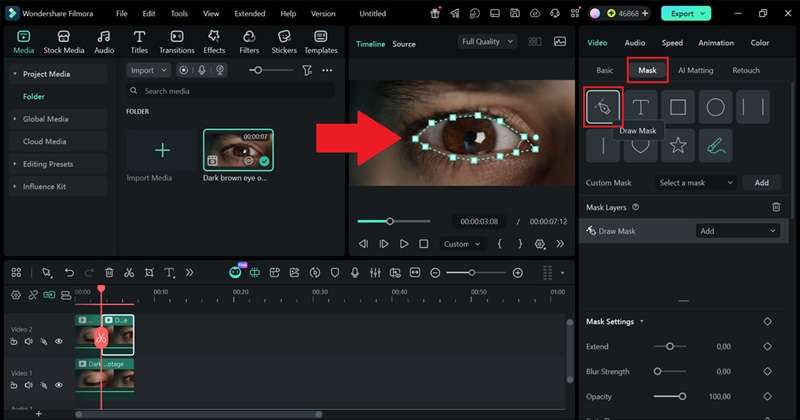 draw mask around the eye area