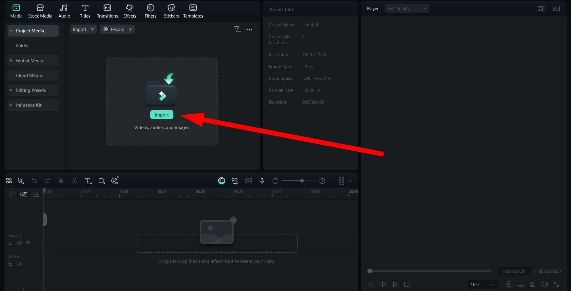 import video to project filmora desktop