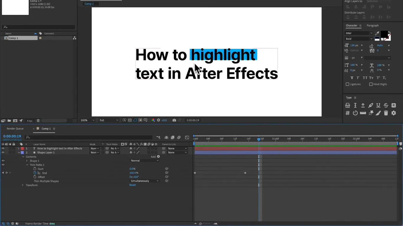 add keyframes in after effects