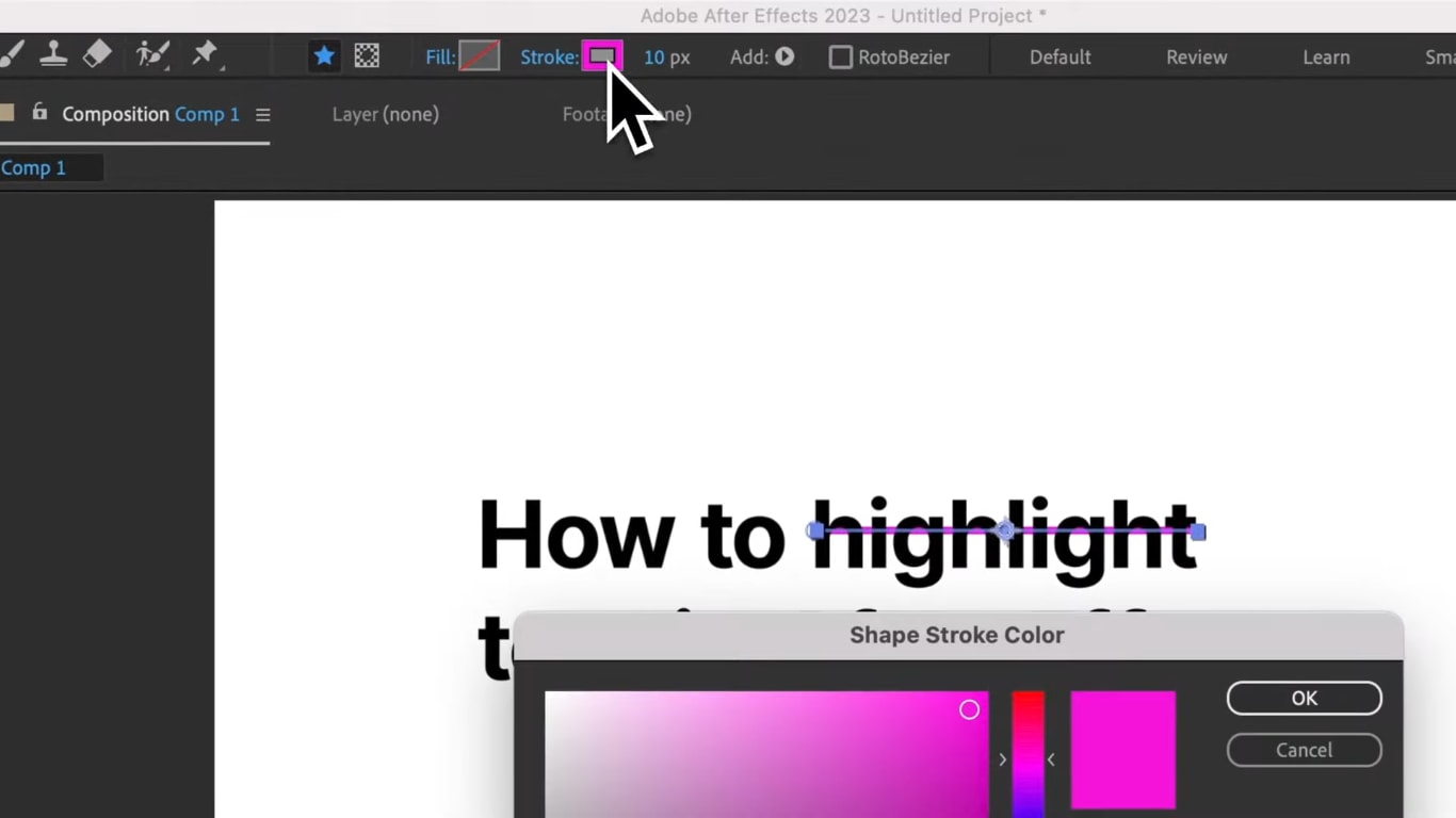 changing stroke color in after effects