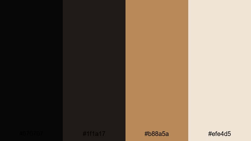matte espresso minimal black tan color palette with hex codes