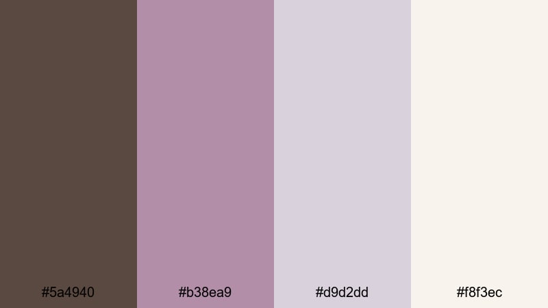 mauve storytelling frame wenge color palette with hex codes
