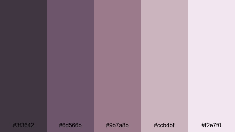 mauve whisper glow gray maroon color palette with hex codes