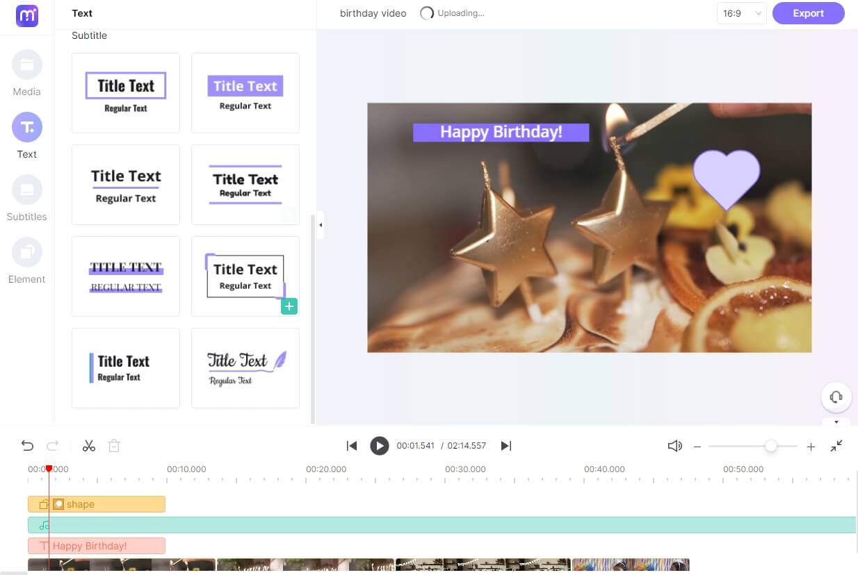  Media.io online birthday video editor