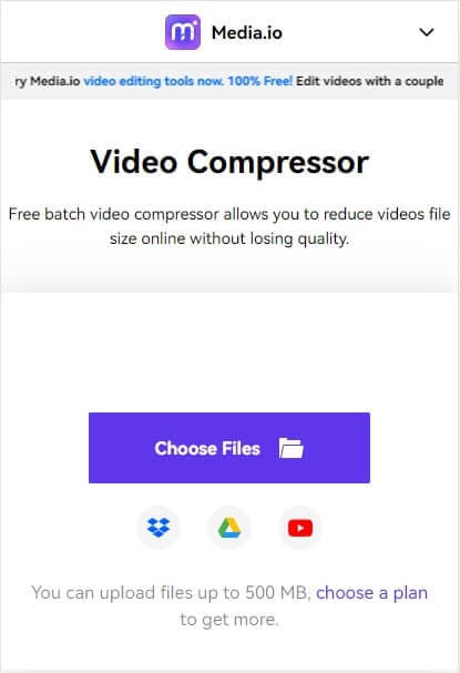 Media.io free online video compressor