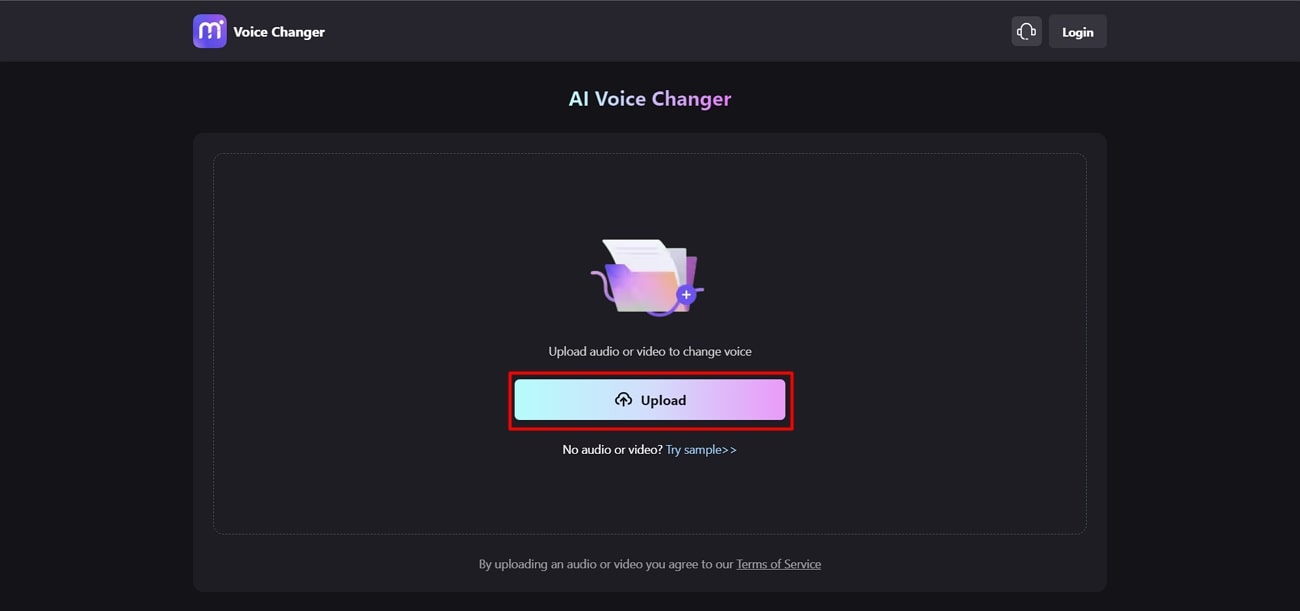 خيار رفع الوسائط إلى Voice Changer