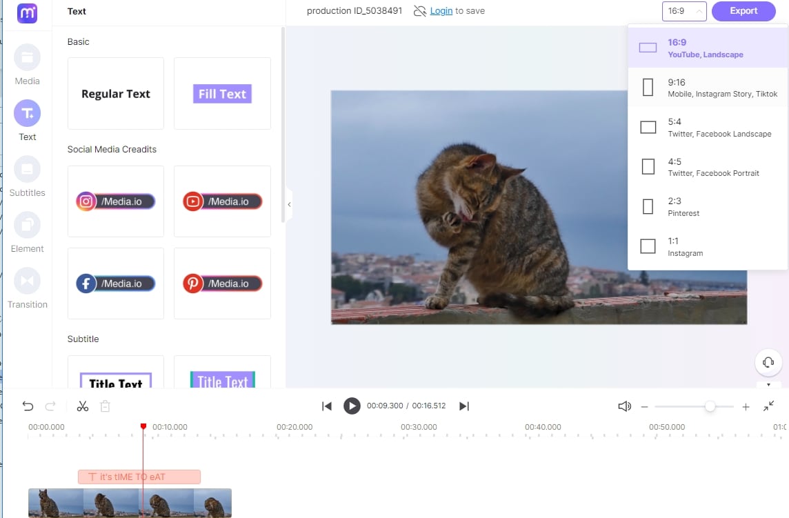  Media.io online video editor resize video with aspect ratio