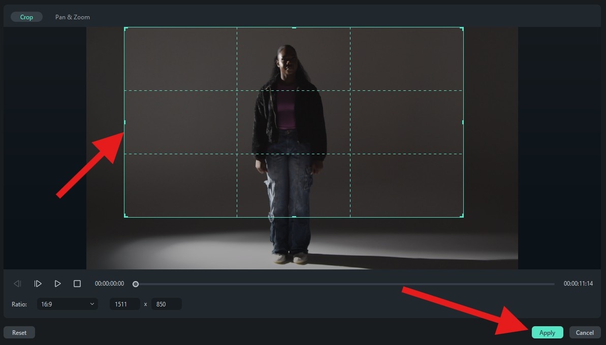 use crop and zoom feature filmora