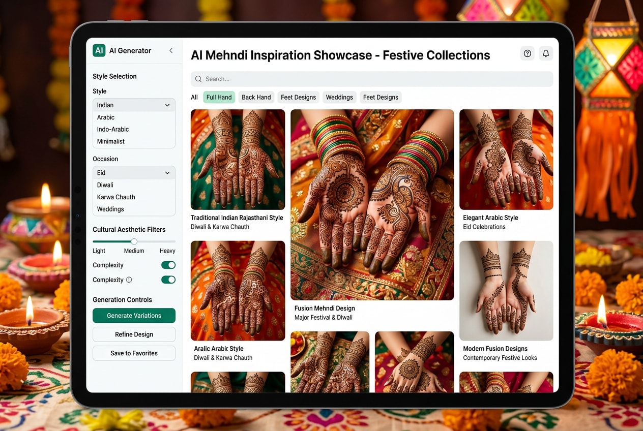Generate festive mehndi design AI art