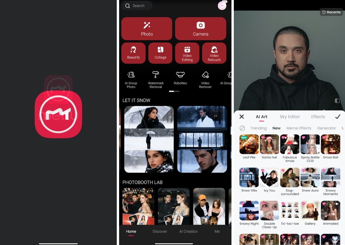 creating snow image with meitu
