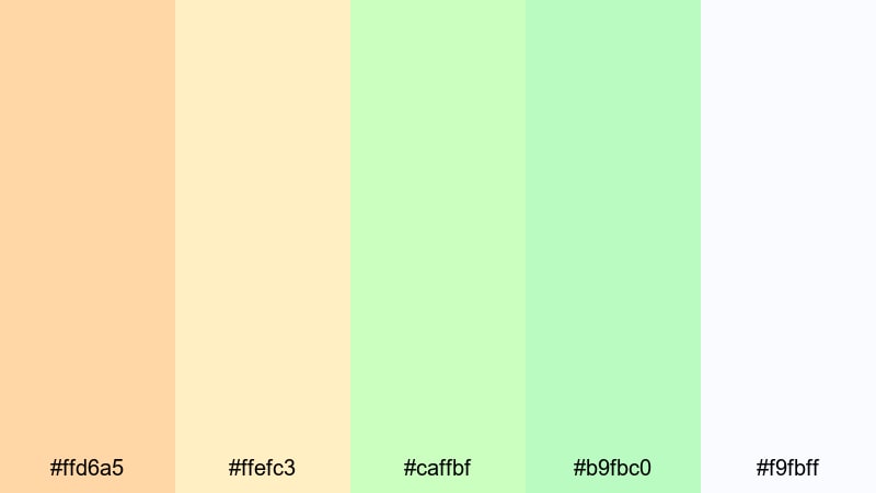 melon foam dreams orange green color palette with hex codes