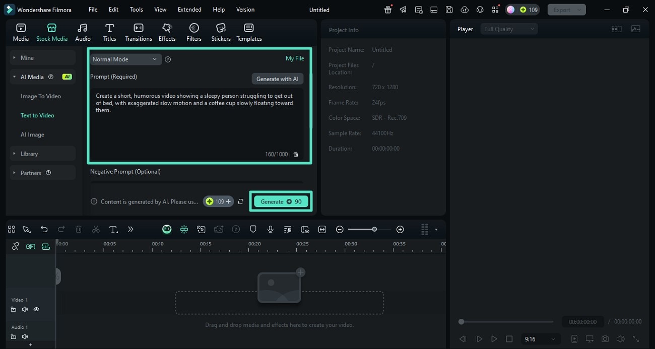 input prompt and press generate