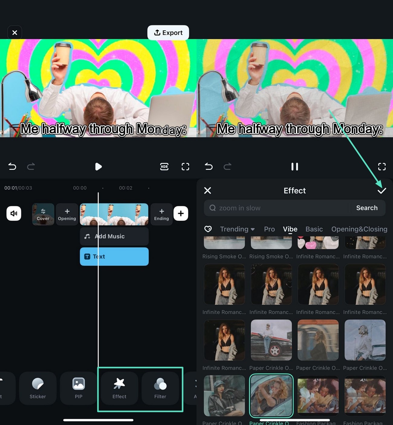 apply effects and filters