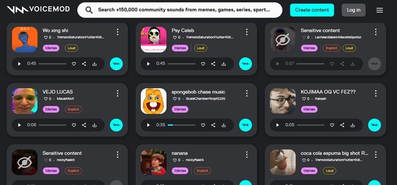 voicemod collection of meme sound effects