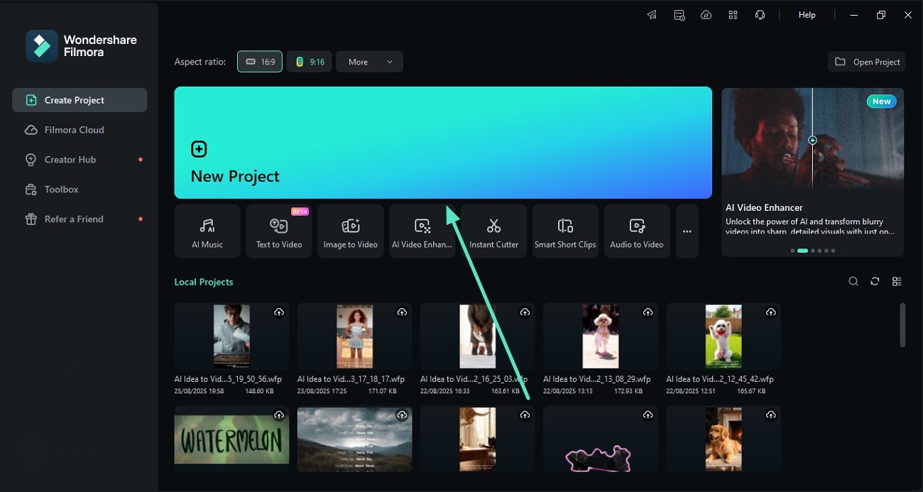 create filmora project