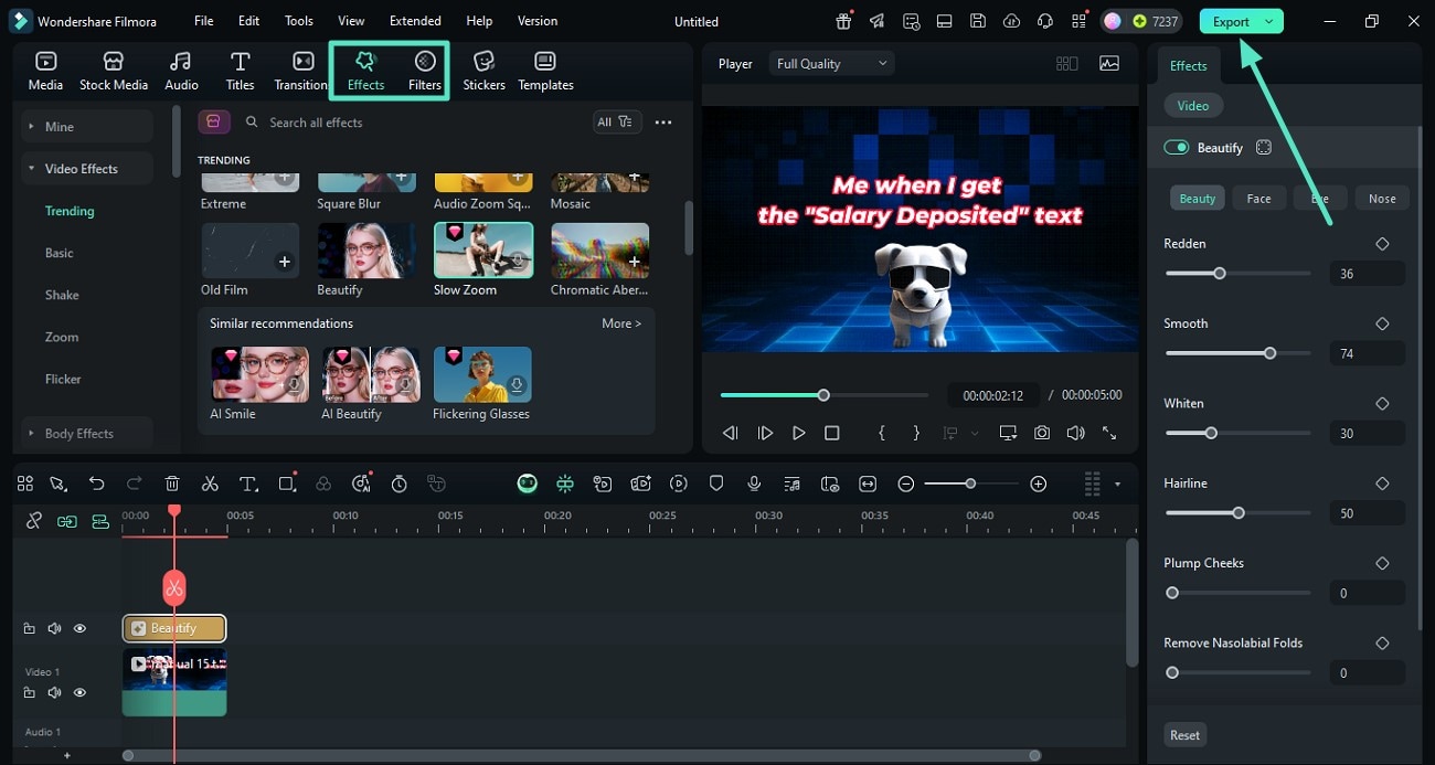 apply effects and filters
