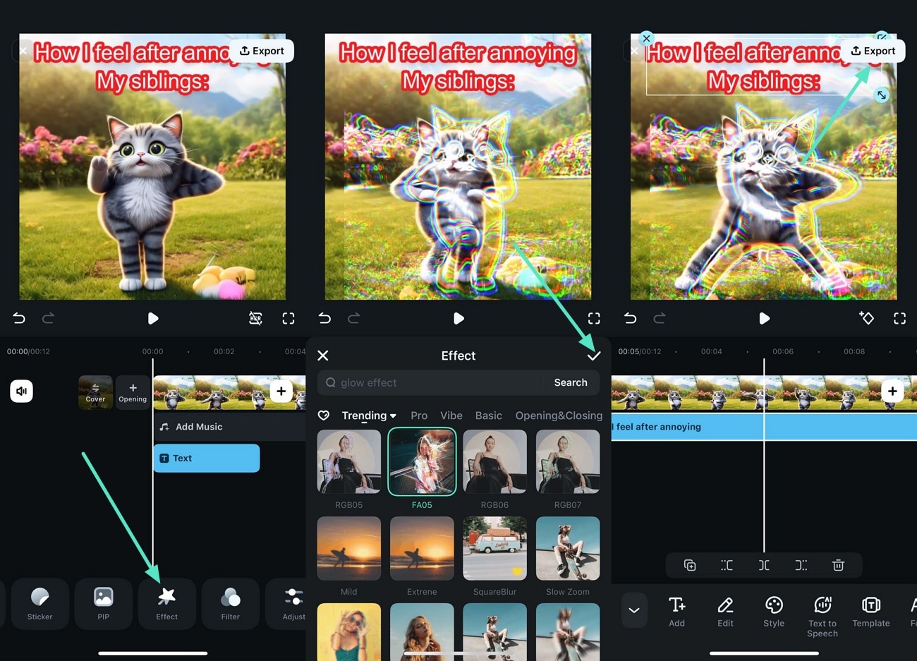 apply enhancements and export filmora app