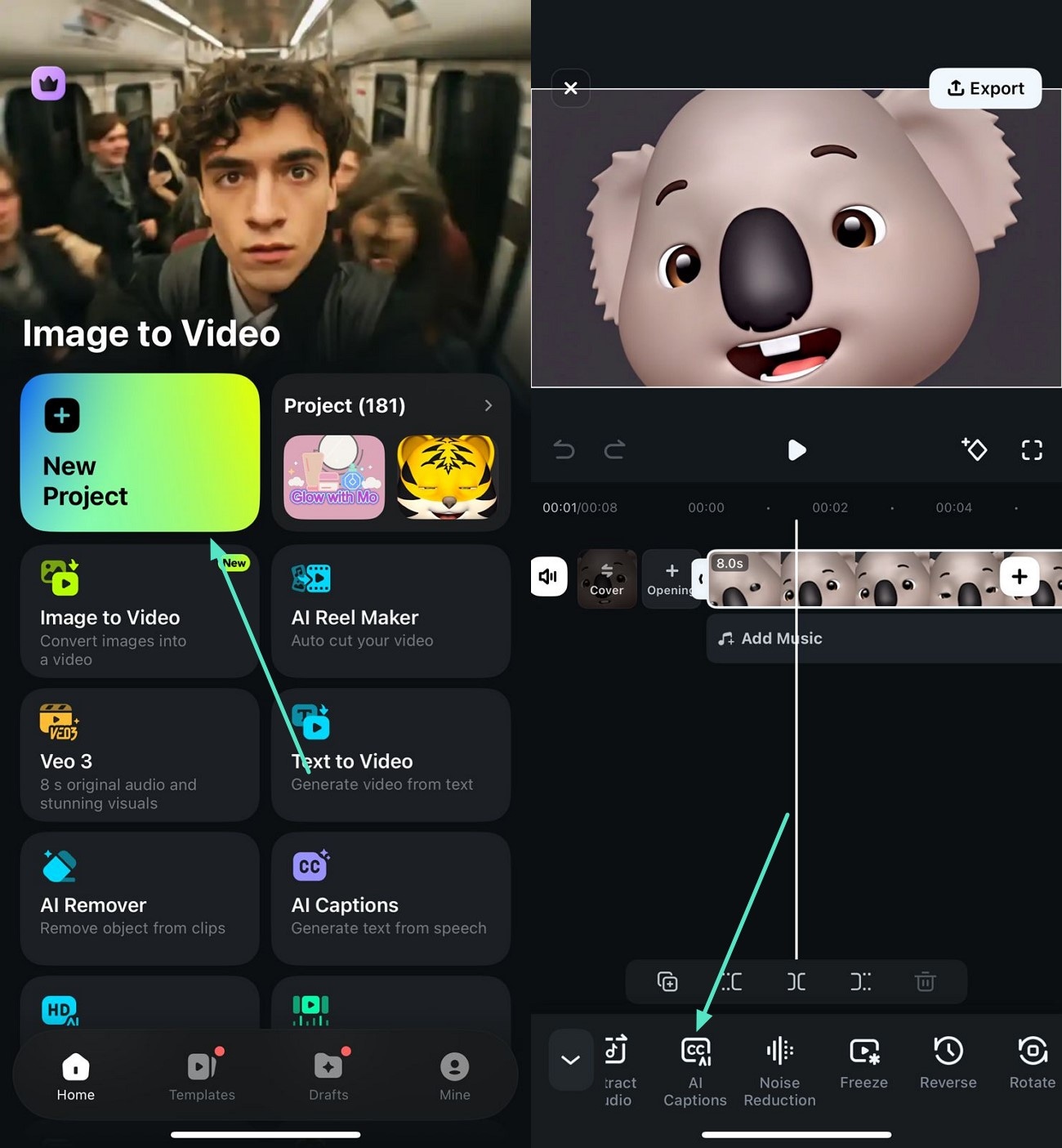 filmora app ai captions