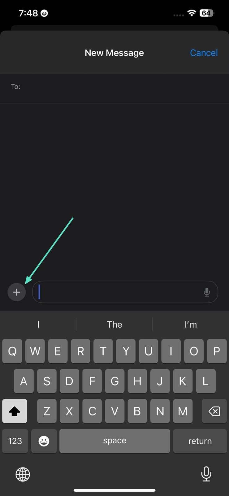 open chat and press plus icon