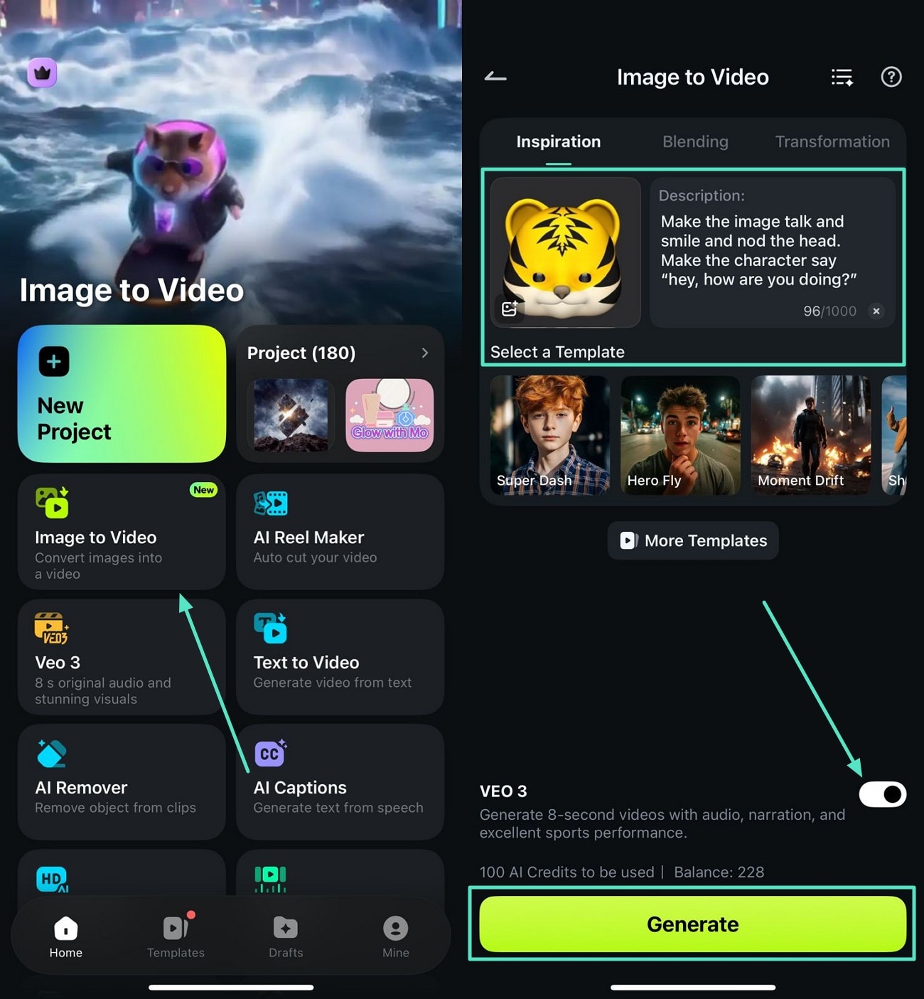 filmora app image to video