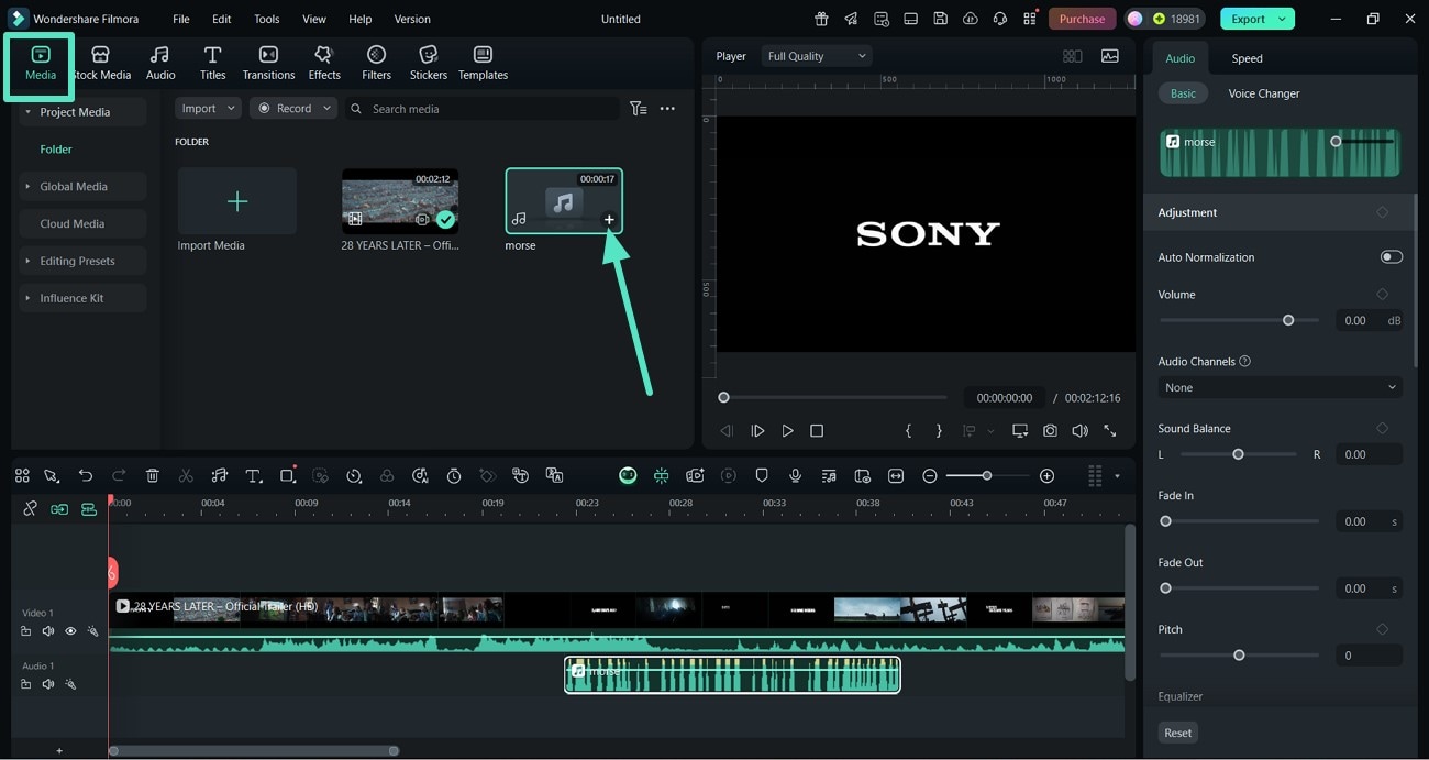 add and drag audio timeline