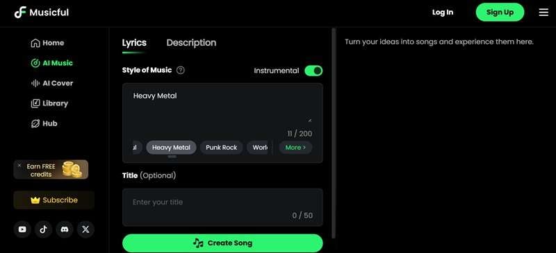 make metal music with musicful ai
