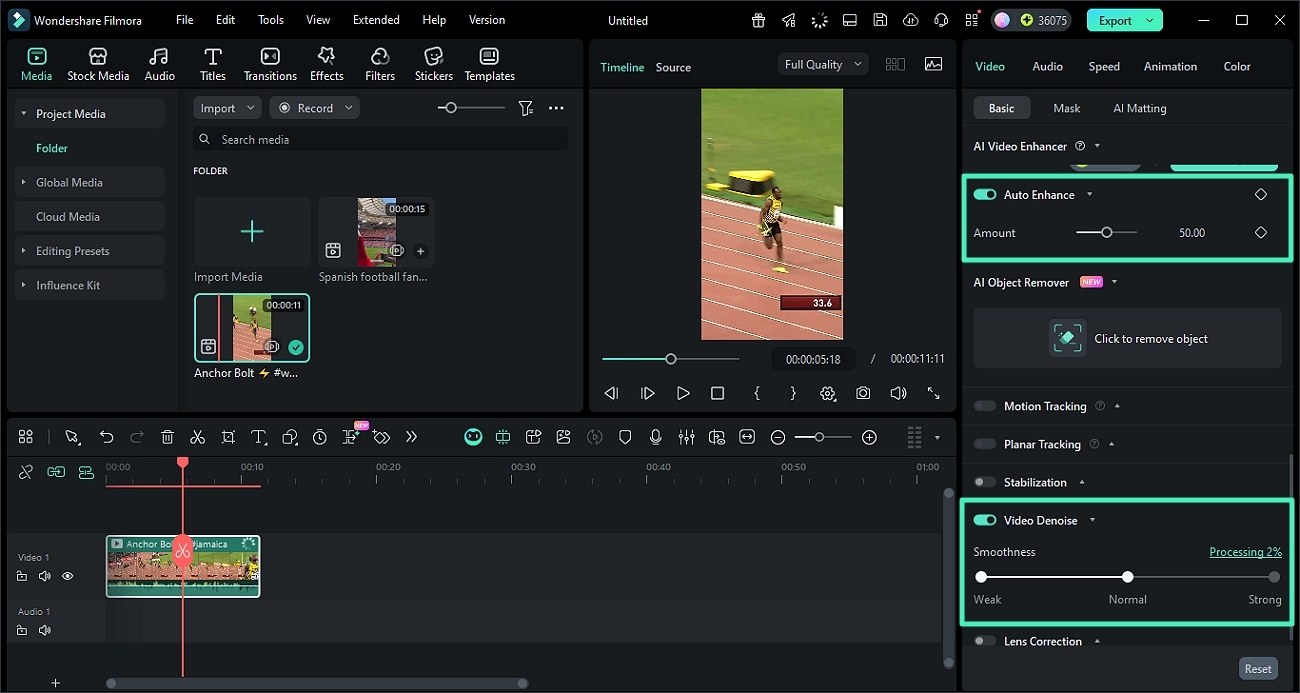 filmora ai denoise and enhance