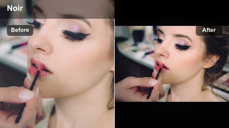 Cool noir portrait filter in subway station